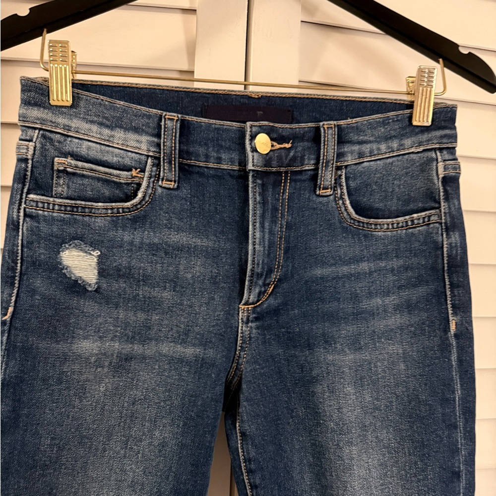 Joe’s Jeans The Icon Mid Rise Skinny Ankle Distressed Jeans Raw Hem Size 26